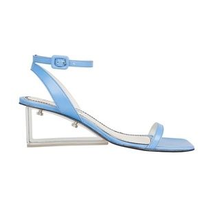Nicole Saldana Alyssa Clear Heel Blue Sandals  - Size 8 (EU 38)
